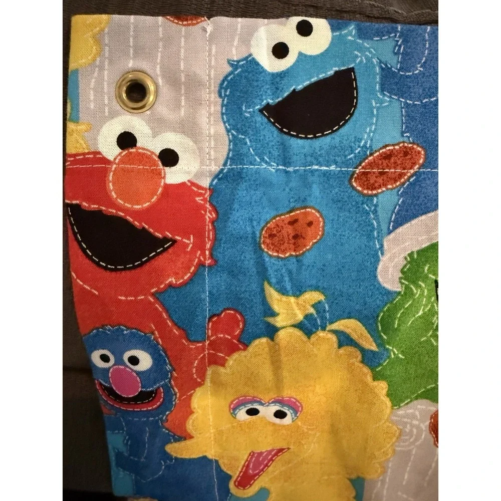 Rare Homemade Sesame Street Double Curtain And Valance Or Fabric 75x73 Val. 80